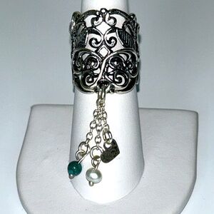 NWOT Passage to Israel Sterling Silver Pear Turquoise Statement Ring Bohemian